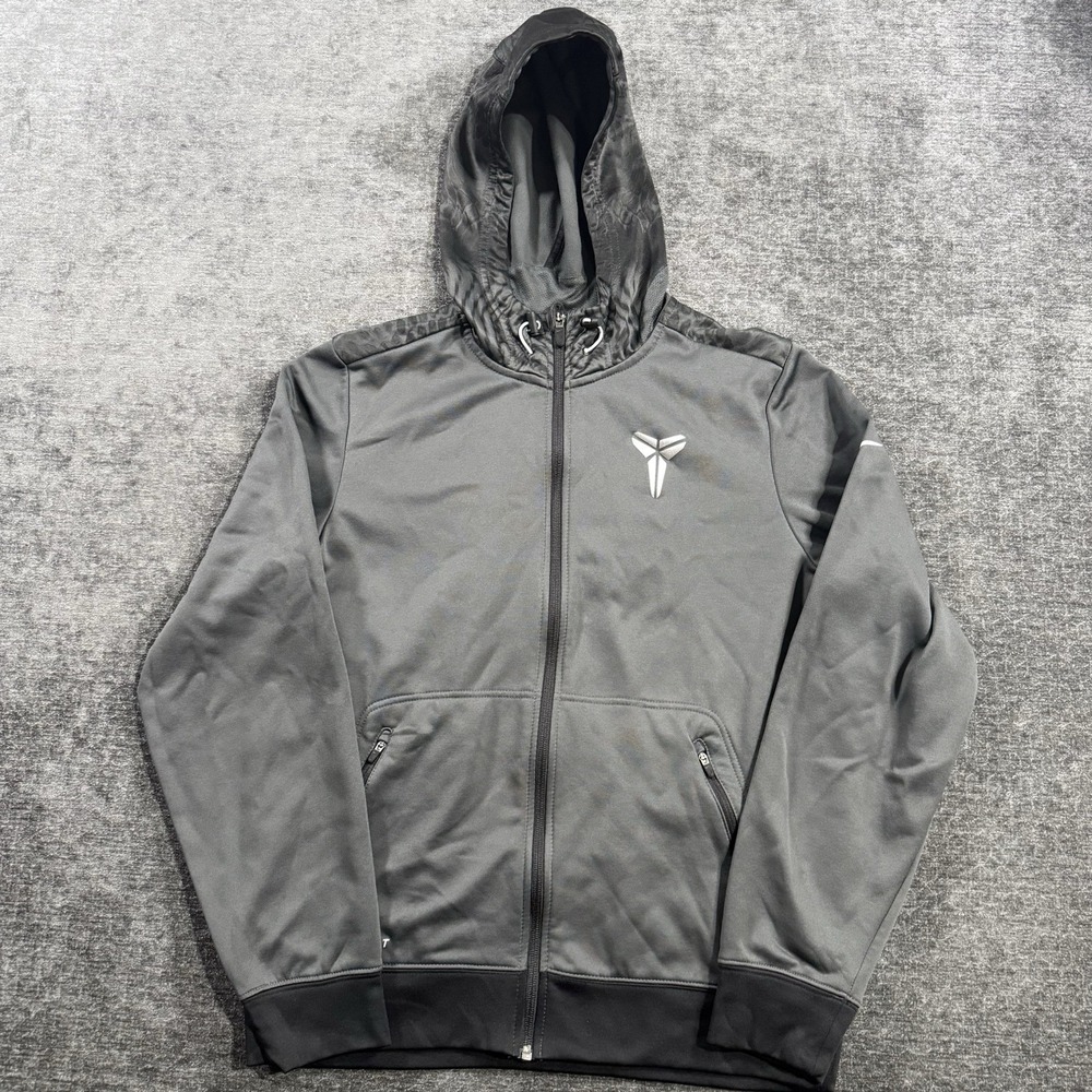 Nike Kobe Hoodie Mens Medium Gray Full Zip Therma-Fit Snake Print‎ 596174-060